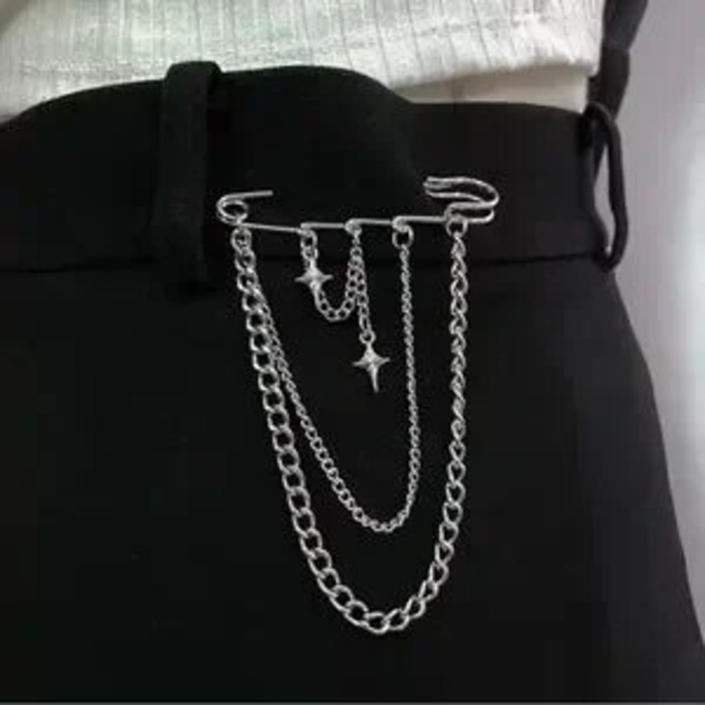 Safety Pin Tassels Star Brooch Pin